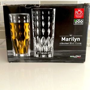 Set of 6 Italian glass tumblers 11.97 oz each glass glasses